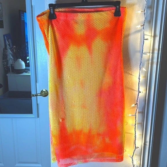 Strapless, Neon, Pink, Yellow, and Orange Party Dress. Rue 21 - Picture 2 of 3